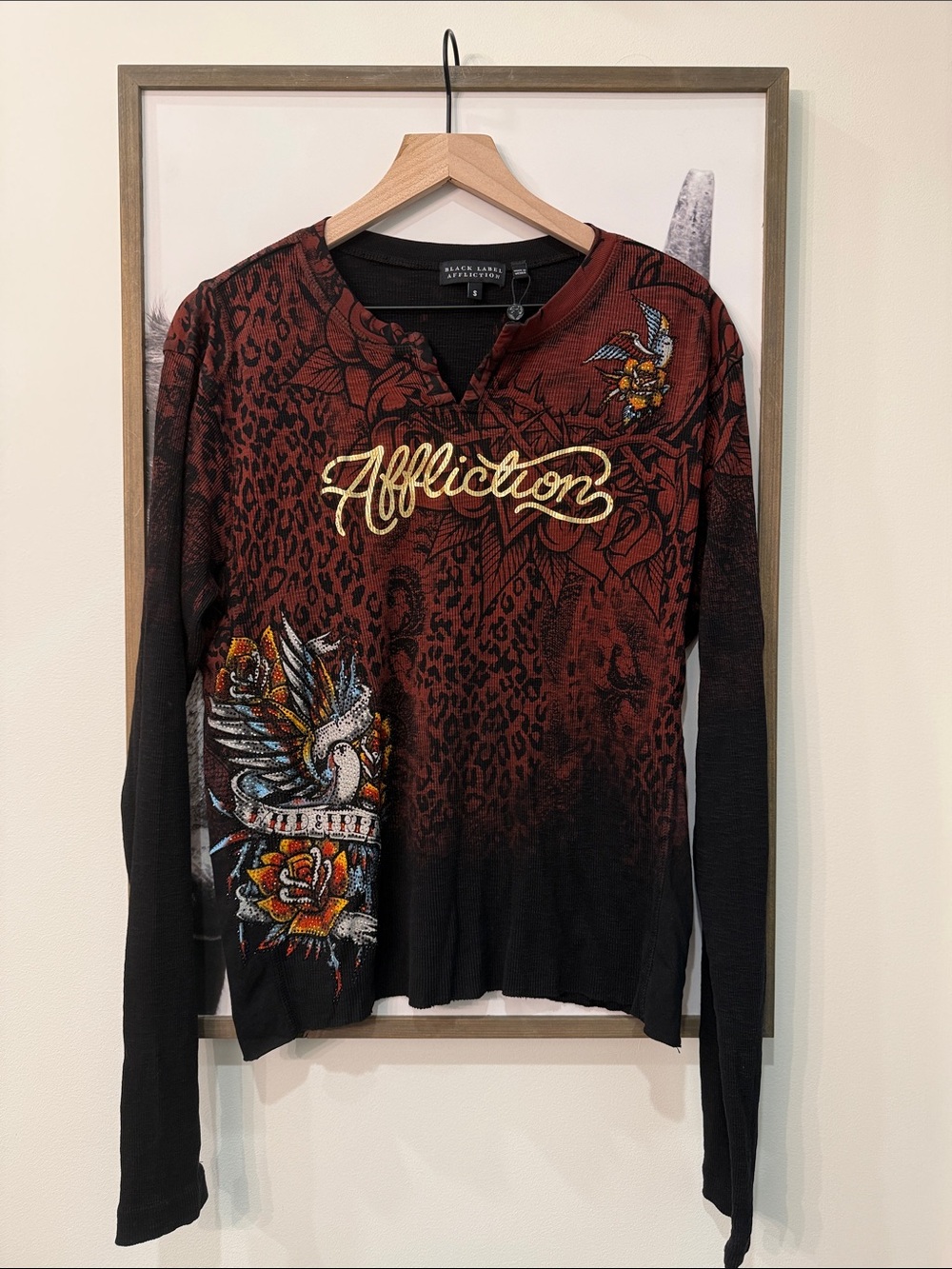 ⭐️🖤🪽Affliction Long Sleeve Waffle Shirt
